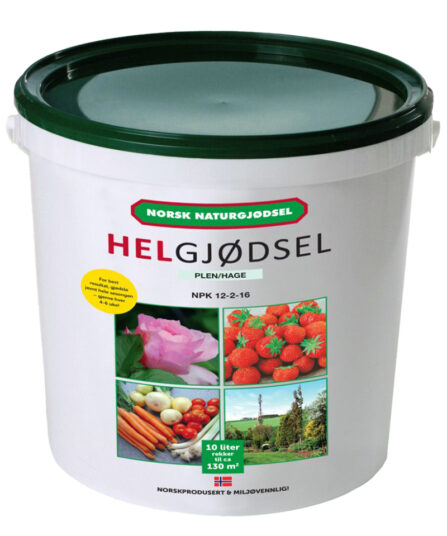 Helgjodsel fra Norsk naturgjodsel 10 liters-bøtte lier planteland