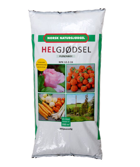 Helgjødsel fra Norsk naturgjødsel 15 liter sekk Lier Planteland gartneri og hagesenter