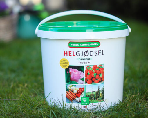 Helgjødsel fra norsk naturgjødsel 10 liters bøtte Lier Planteland gartneri og hagesenter