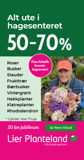 50-70 prosent i hagesenteret og 20 årsjubileum mobil