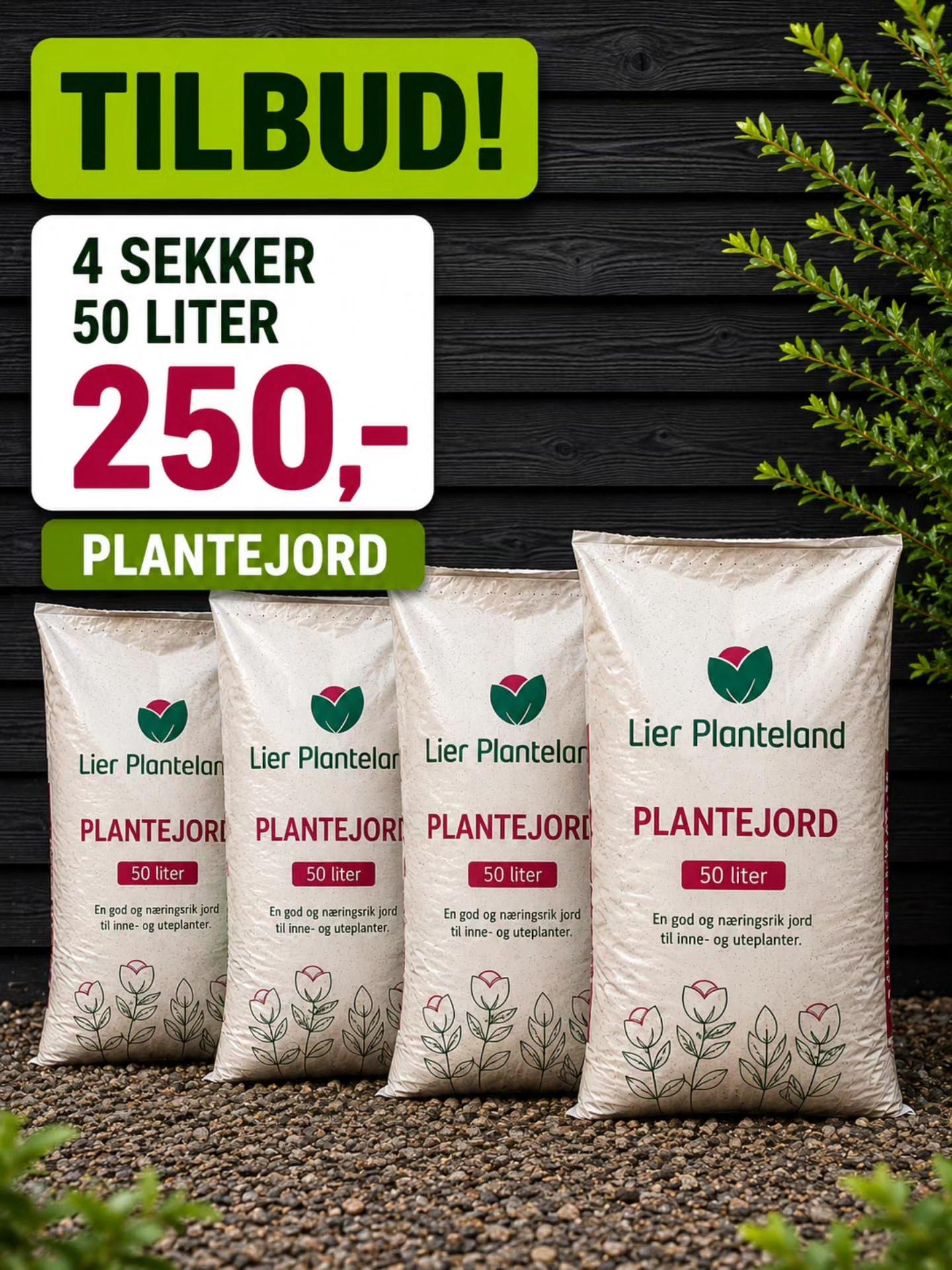 tilbud på plantejord hos lier planteland hagesenter