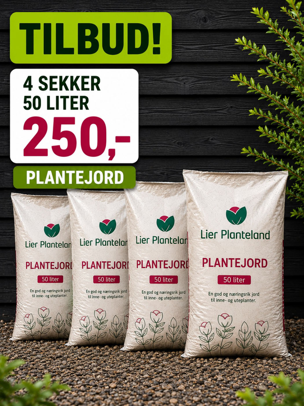tilbud på plantejord hos lier planteland