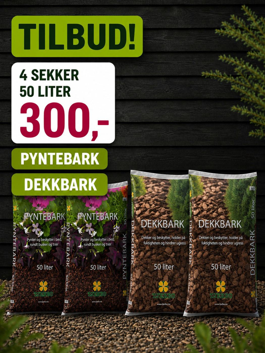 tilbud på pyntebark og dekkbark hos lier planteland
