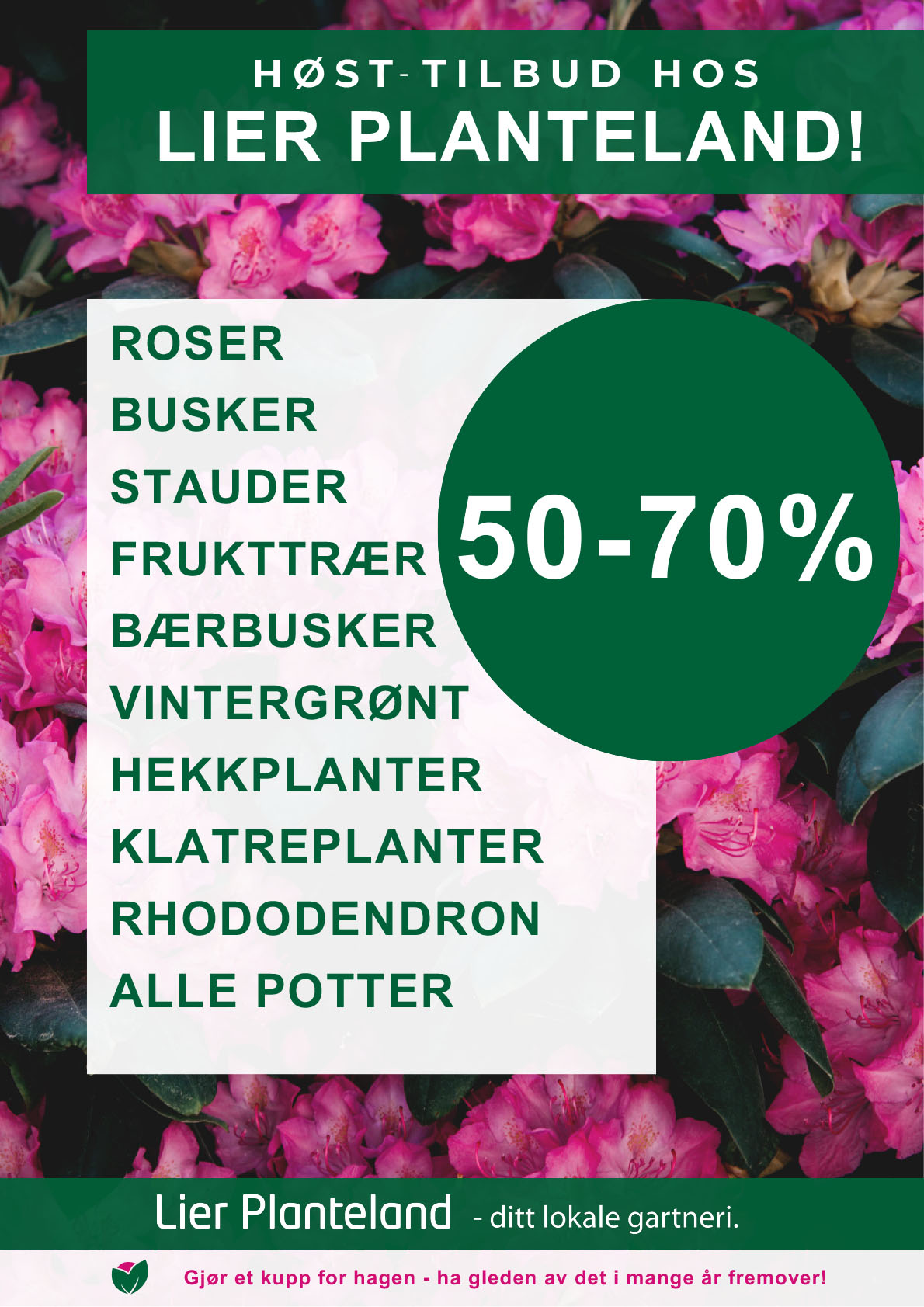 Høsttilbud hos Lier Planteland 30-50 prosent